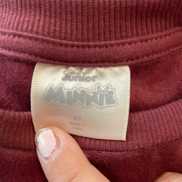 Disney Minnie Mouse Burgundy Matching ruffle sweater wideleg Set Plush Velour 5T - Picture 8 of 8